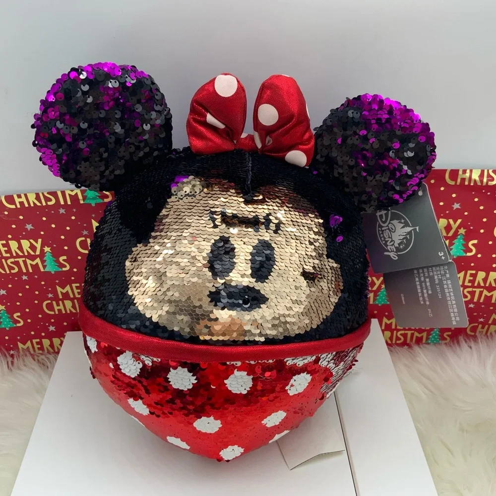 Disney Minnie Reversible Sequin Ears Red Pillow Decor